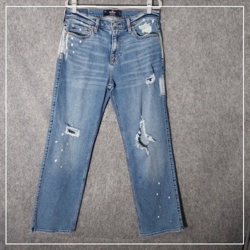 Hollister Jean Men 31 Blue Loose Straight Distressed Stonewash Y2K Skater Grunge